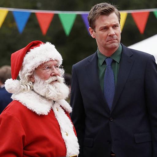 Santa Claus and Serious Man Outdoors