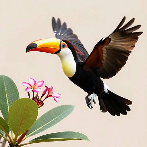 Colorful Toucan in Flight