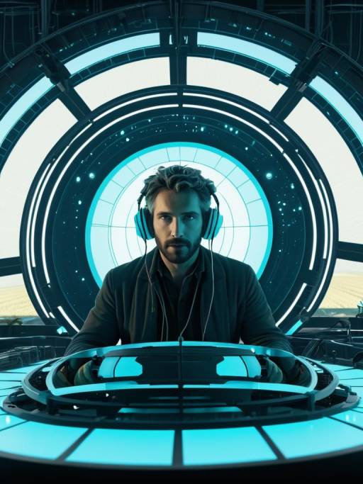 DJ with Futuristic Turntable Setup