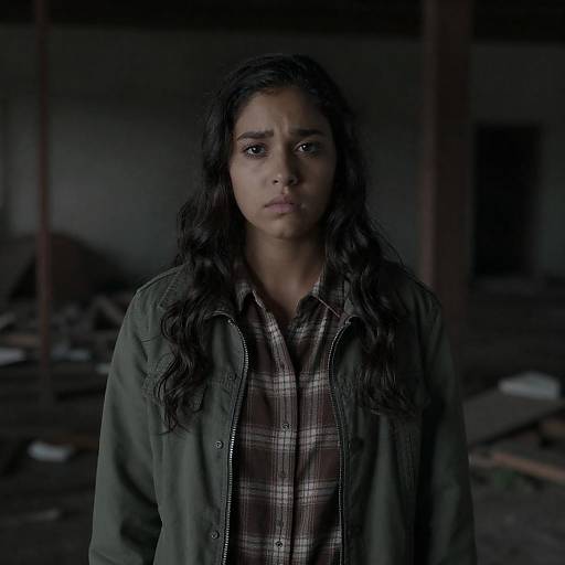 Serious Young Woman in Abandoned Setting