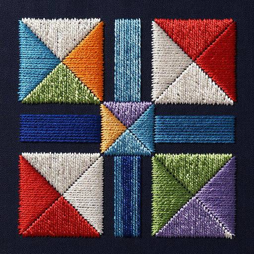 Multicolor Geometric Embroidery Art