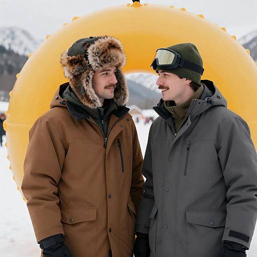 Winter Adventure: Two Men in Snowy Landscape