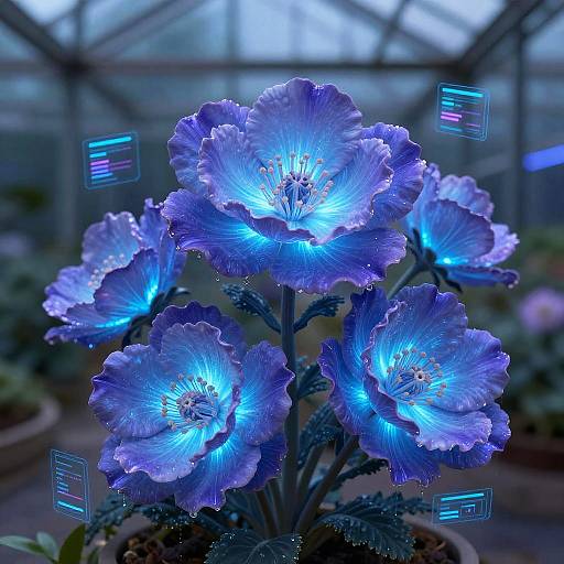 Surreal Cybernetic Bioluminescent Flowers