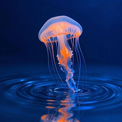 Ethereal Luminous Jellyfish Over Sea
