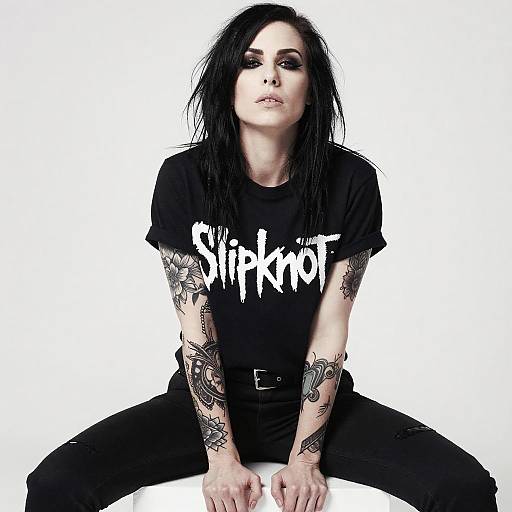 Tattooed Woman in Slipknot Tee