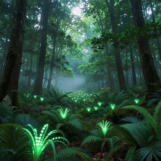 Neon Bioluminescent Forest Fantasy