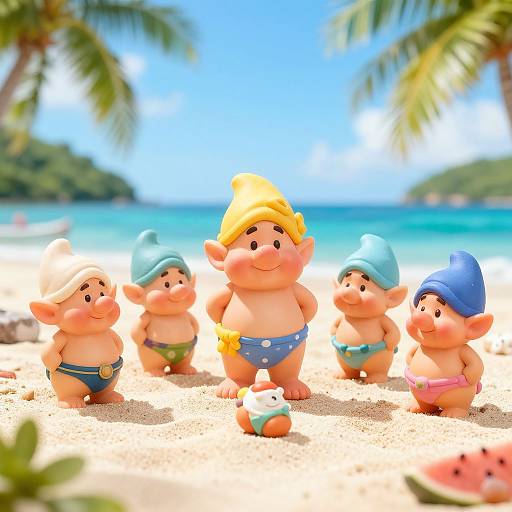 Dwarf Bikini Fashion on Tropical Beach