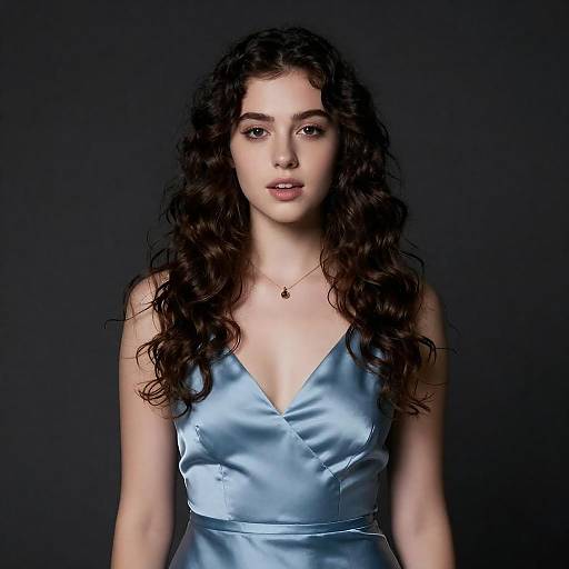 Elegant Woman in Satin Dress Portrait