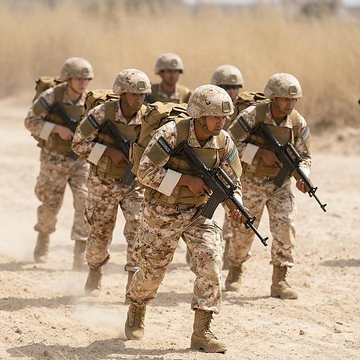 Soldiers Advancing Through Desert Sands