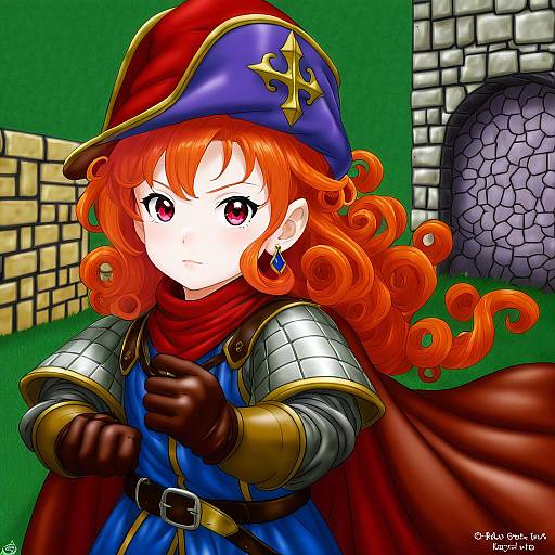 Illustration of Alena (dq4), dragon quest in the style of Shirogane (platinum)