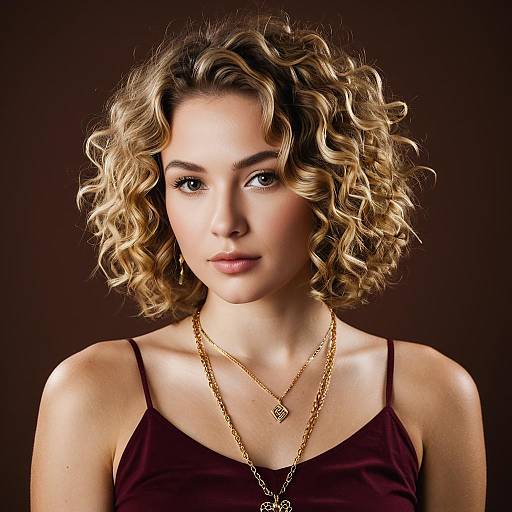 Young Woman with Short Curly Bob Hairstyle