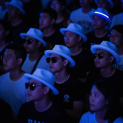 Futuristic Neon-Lit Concert Crowd