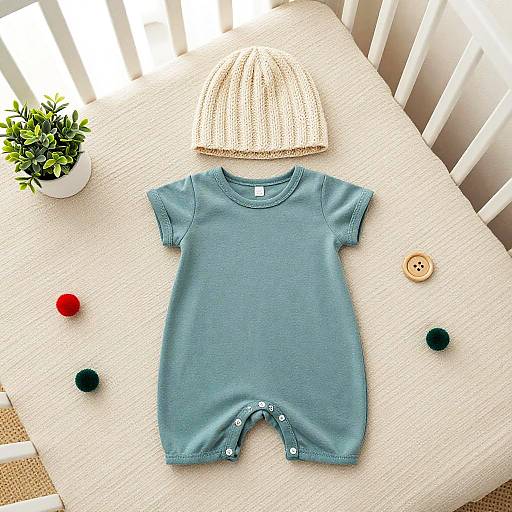 Charming Teal Baby Outfit in Natural Light