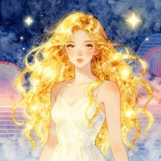 Radiant Goddess Watercolor Illustration