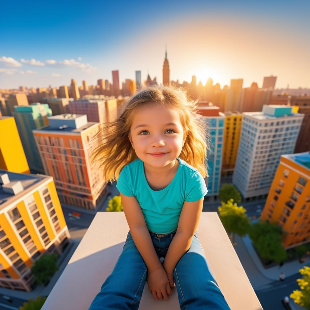 Vibrant Cityscape Through Child's Eyes