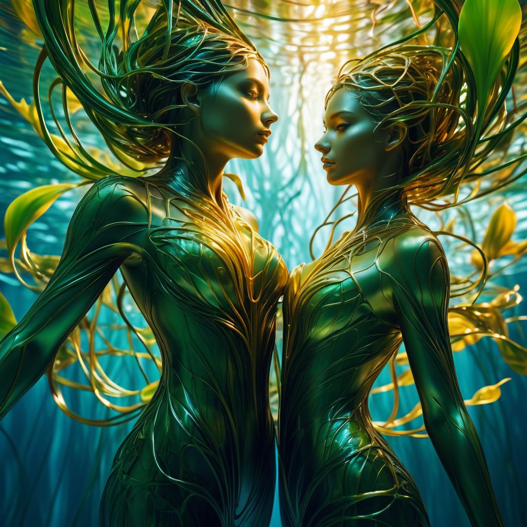 Interconnected Bodies Amidst Vibrant Vines