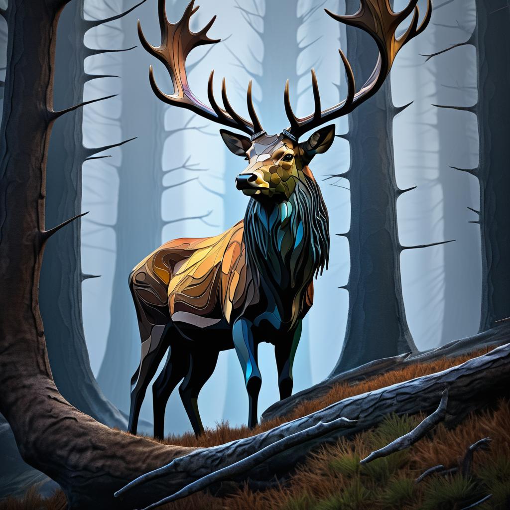 High-Detail Digital Painting of Elk