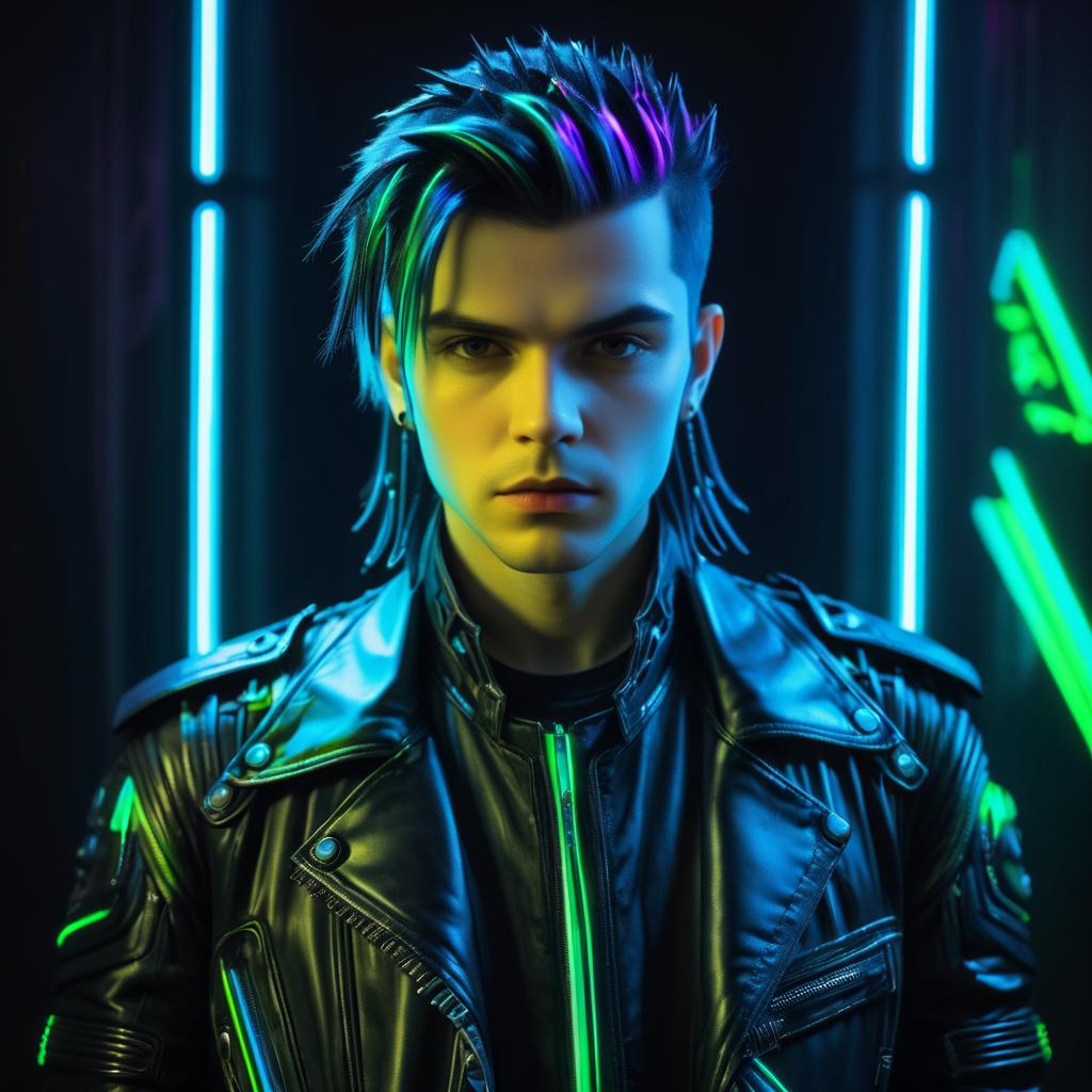 Cyberpunk Young Man Character Portrait