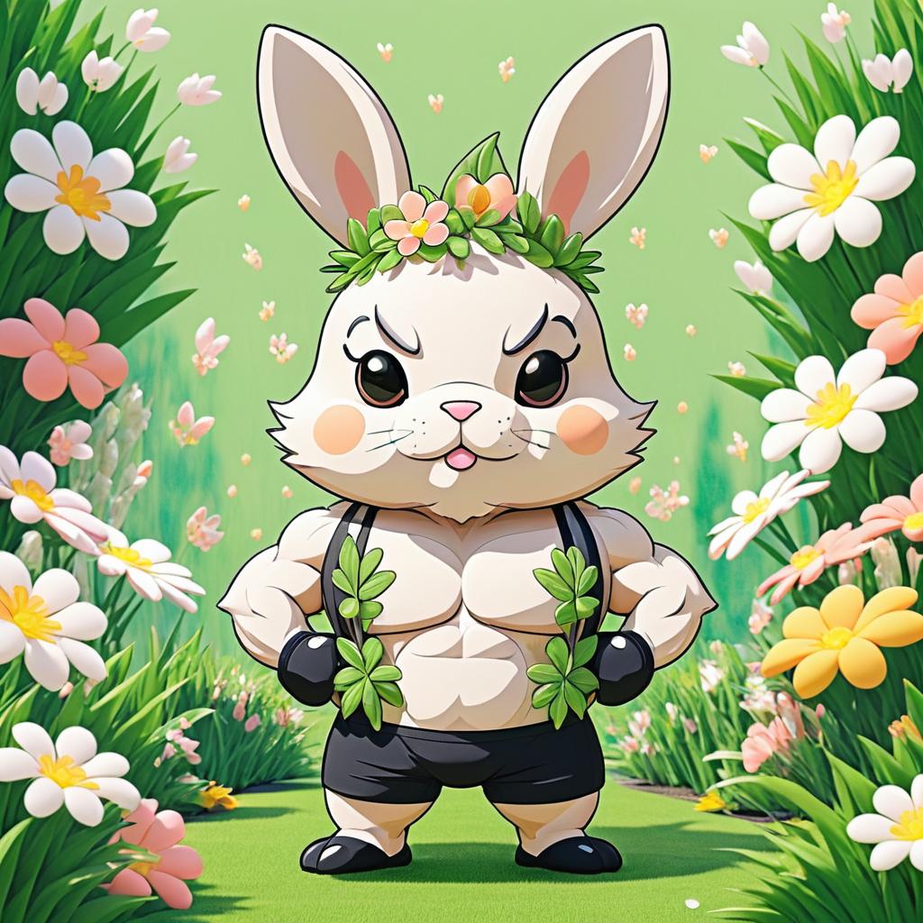 Buff Rabbit Champion in Flower Garden