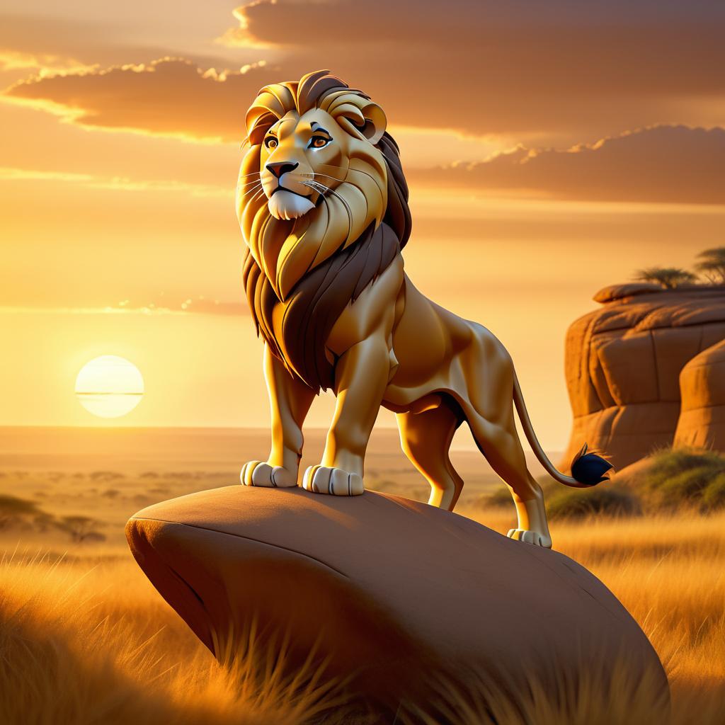 Cinematic Simba in a Golden Savanna