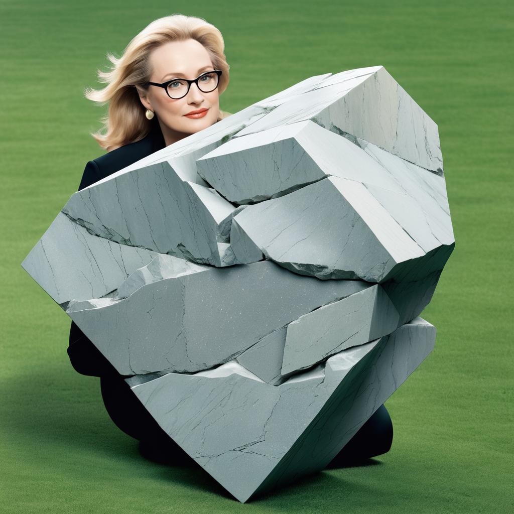 Meryl Streep as a Humorous Stone Sculpture