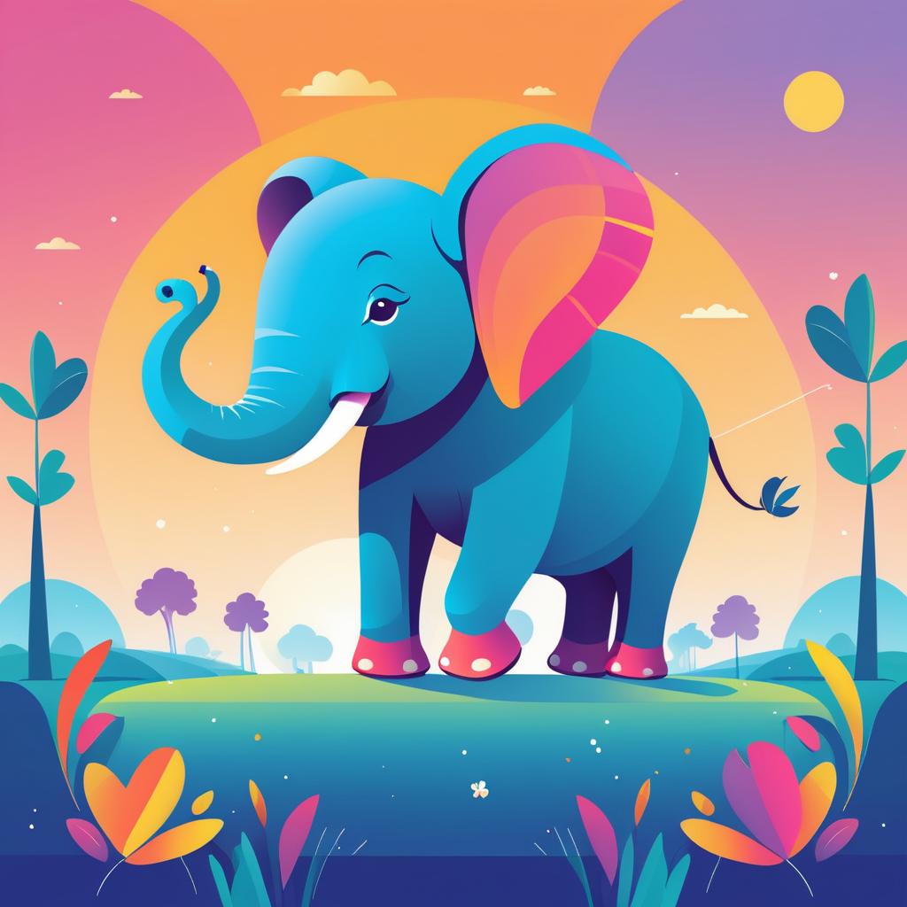 Cheerful Cartoon Elephant Book Cover Design