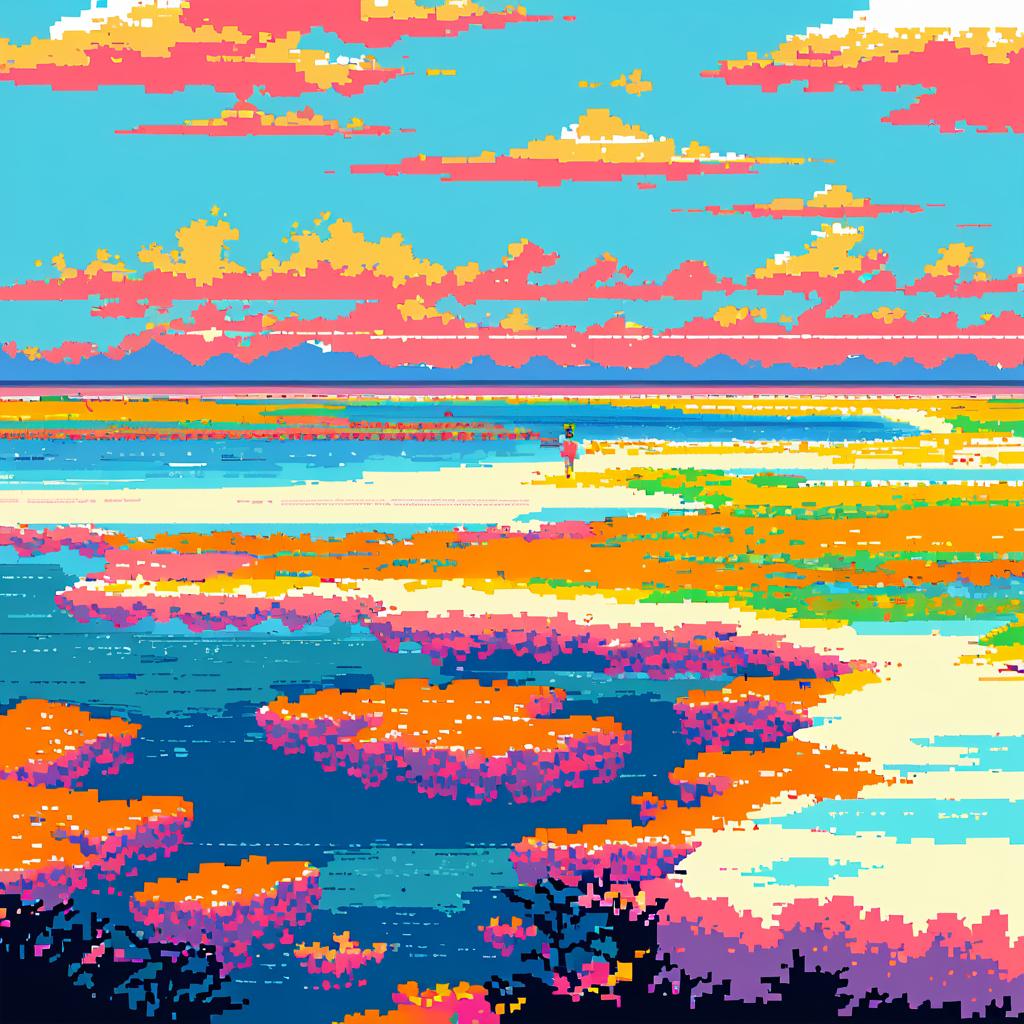 Retro Pixel Art of Coastal Landscapes