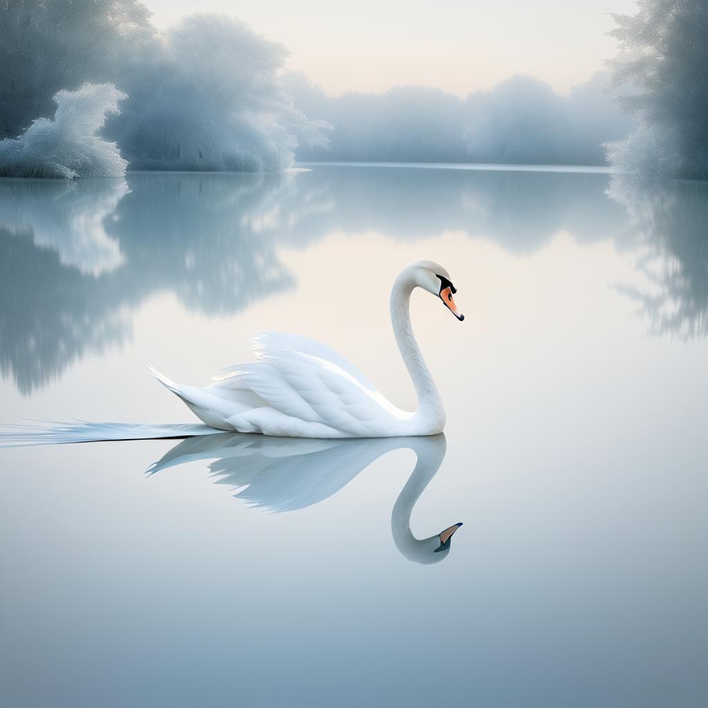 Elegant Swan on Serene Lake Scene