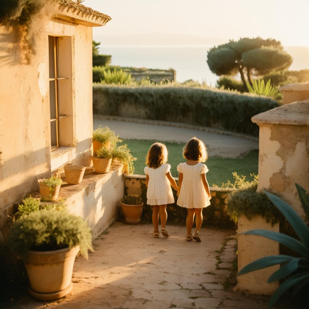 Children's Serene Sunset in a Villa