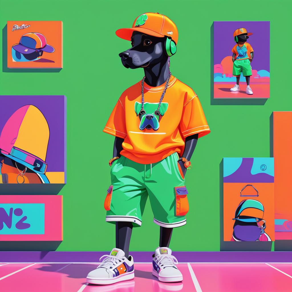 Cool Cartoon Dog with Stylish Outfit