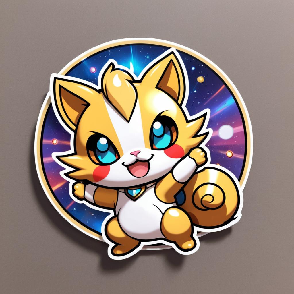 Cute Meowth Superhero Sticker Art