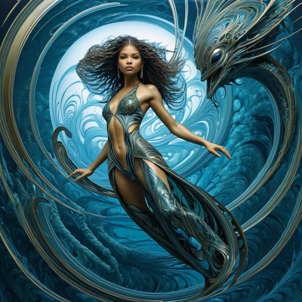 Photorealistic Alien Zendaya Underwater Art