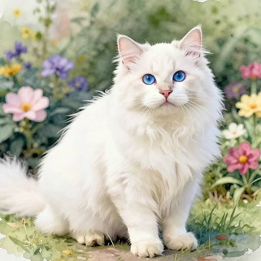 Watercolor Turkish Angora Cat Icon