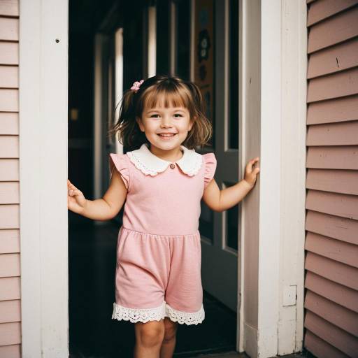 Smiling Toddler Girl in Pink Romper