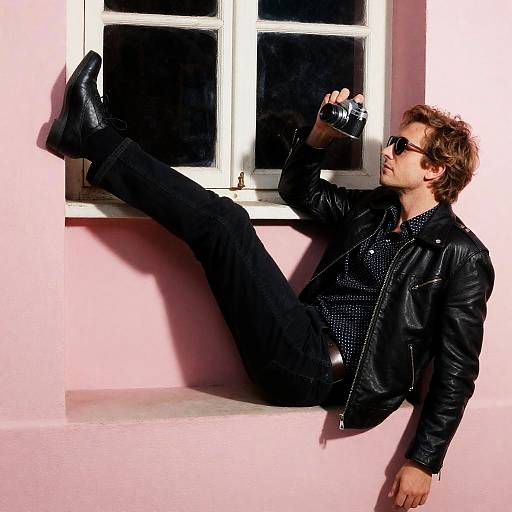 Stylish Man Against a Pink Wall