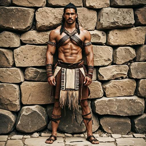 Muscular Tribal Warrior in Ancient Clothing