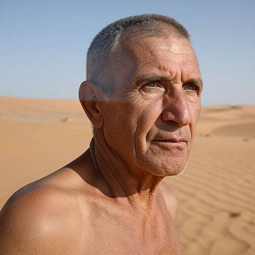 Stoic Elderly Man Double Exposure