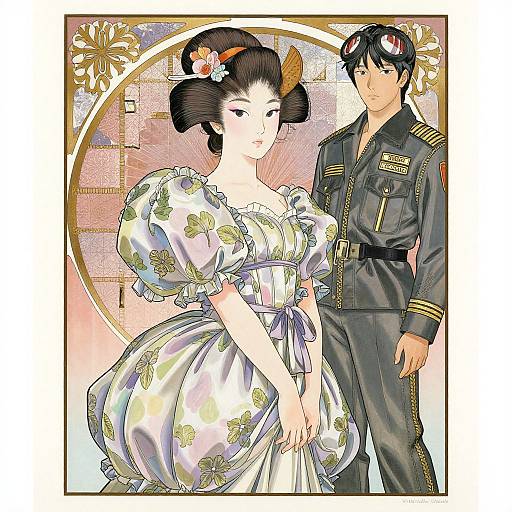 Art Nouveau Anime Girl Portrait