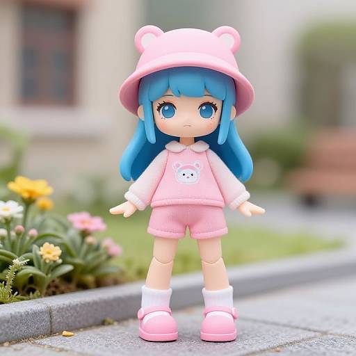Blue-Haired Doll in Pink Outfit