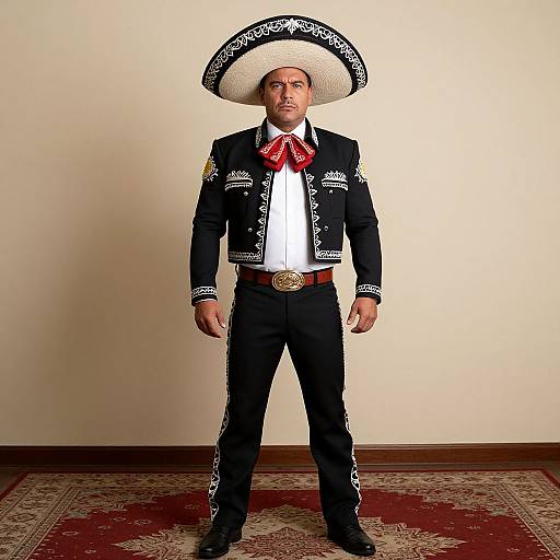 Mexican Wrestler in Traditional Costume