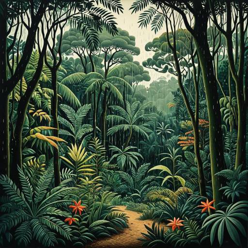 Lush Rainforest Canopy in Rousseau Style Lush Rainforest Canopy in Rousseau Style