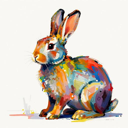 Vibrant Abstract Rabbit Painting