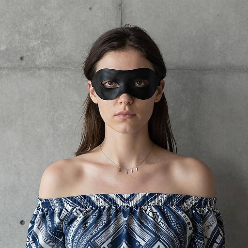 Woman Wearing Black Eye Mask