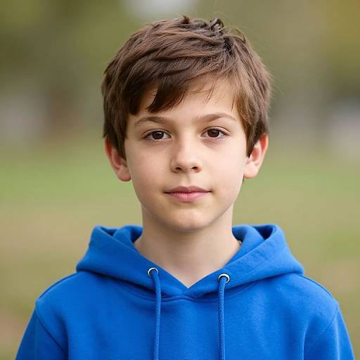 Boy in Blue Hoodie Portrait
