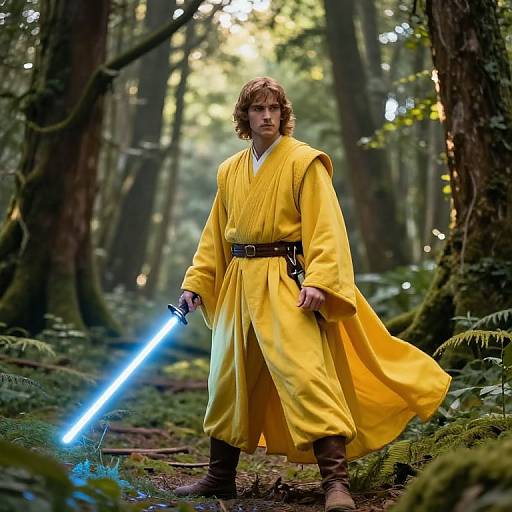 Yellow Jedi in Vibrant Forest