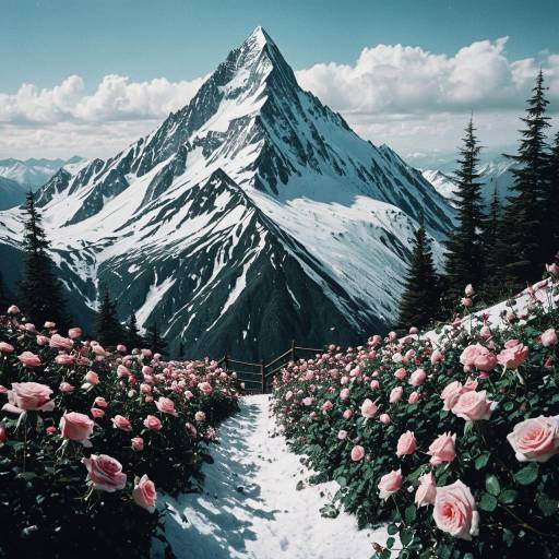 Enchanted Mountain Peak with Snow Petaled Roses Enchanted Mountain Peak with Snow Petaled Roses