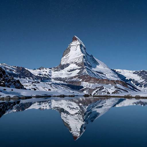 Starry Night at Snowy Matterhorn
