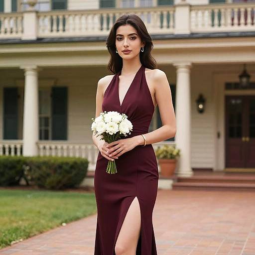 Elegant Woman in Burgundy Gown