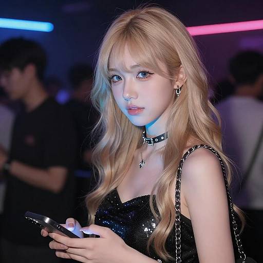 Young Woman in Nightclub Glow