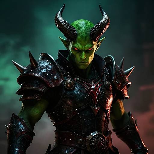 Fierce Green-Skinned Fantasy Warrior